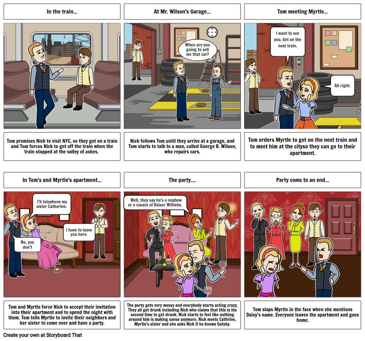 The Great Gatsby Chapter 2 Storyboard by a7fbd17a