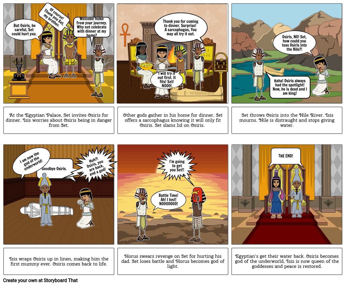 The tale of Osiris, Set, Isis, and Horus Storyboard