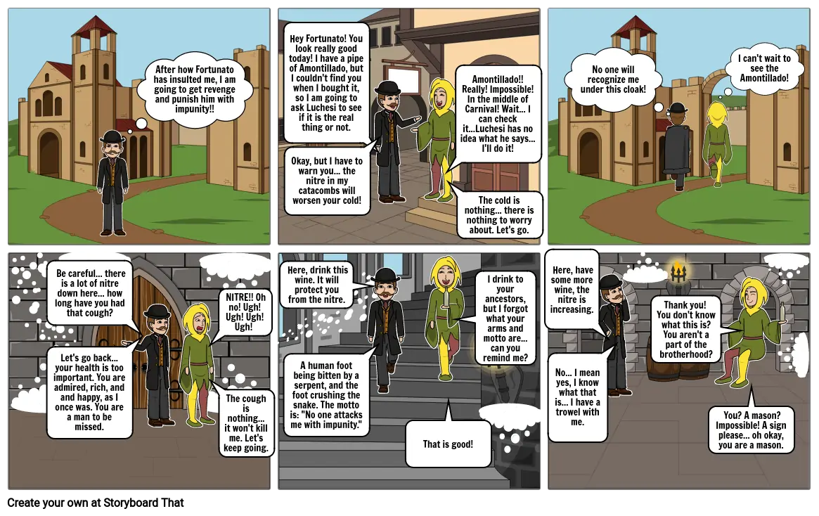 &quot;Cask of Amontillado&quot; Comic Strip Summary Part 1
