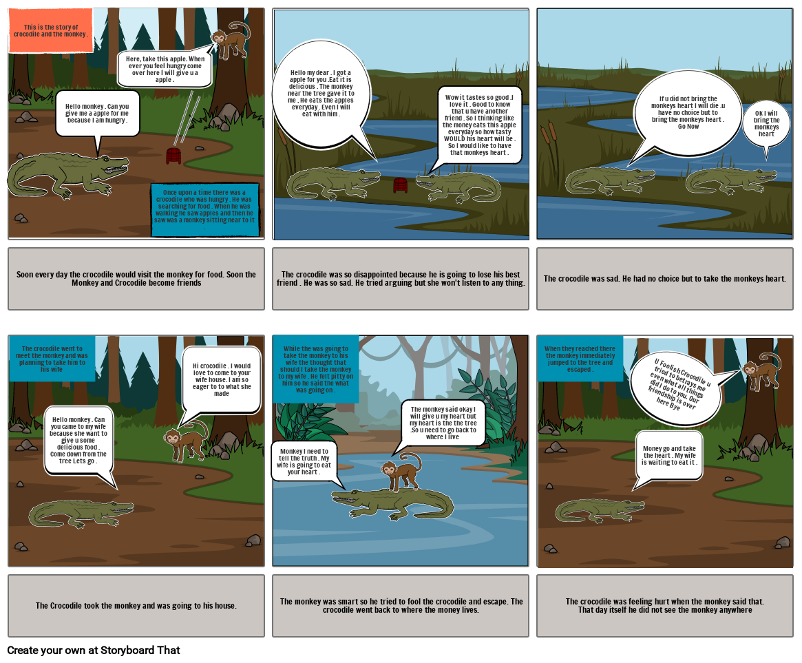 The Monkey and the Crocodile Storyboard by a_homosapien