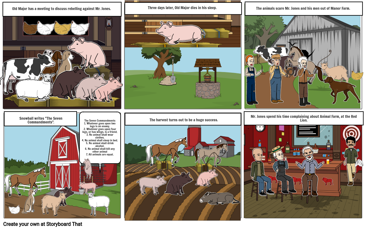 Animal Farm Chapters 1-5 Comic Strip Storyboard