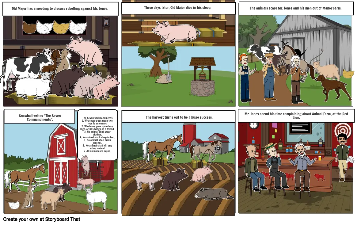 Animal Farm Chapters 1-5 Comic Strip