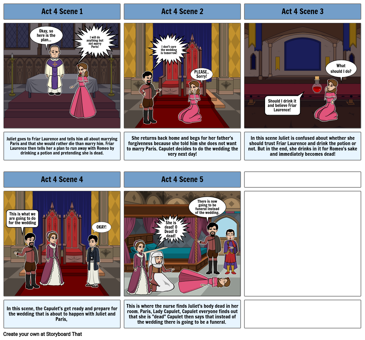 English MYP3 Act 4 Scene 1-5 Storyboard by aash21