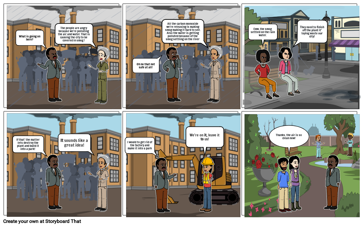 Comic strip on Air and Water Pollution