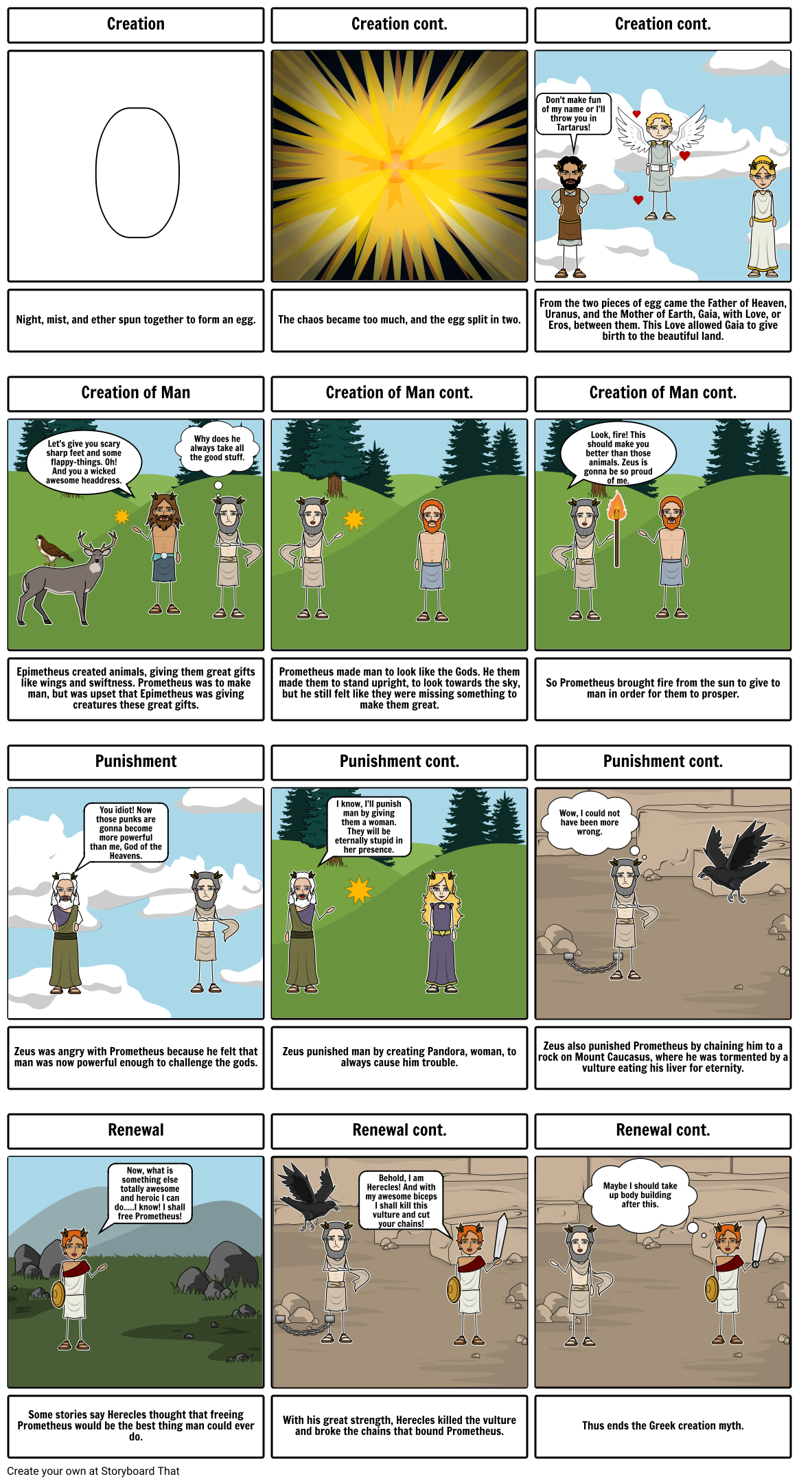 Greek Myth of Creation Storyboard by aewoods