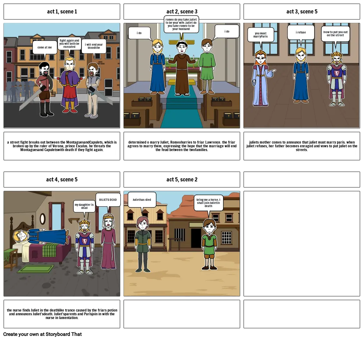 Romeo and Juliet storyboard project