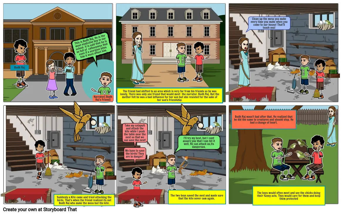 Afia Parvez 7E English MA Comic strip on Boy with a catapult