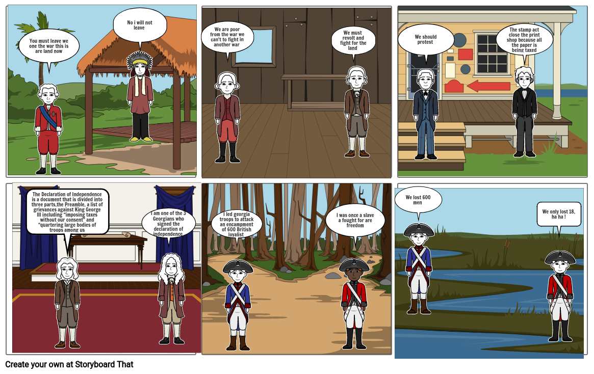 American Revolution comic strip Storyboard by aidengoodman