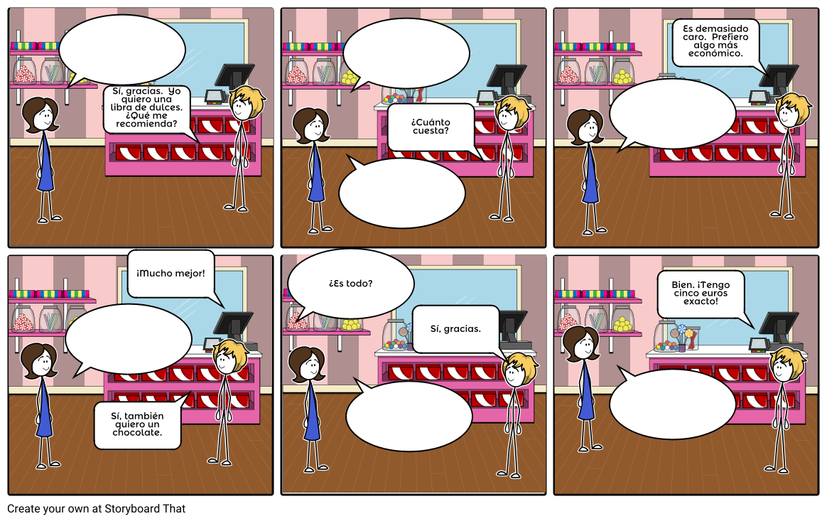 Diálogo en una Tienda Storyboard by alyssa_oconnor