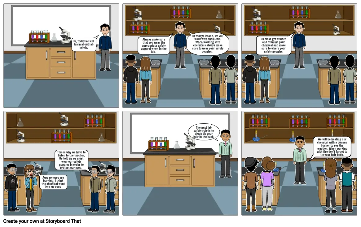 Lab Safety Comic Strip Project