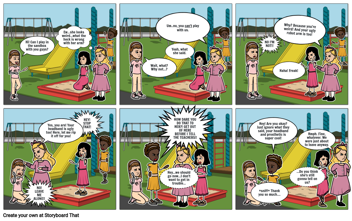 Anti Bullying Physical Comic Project Storyboard