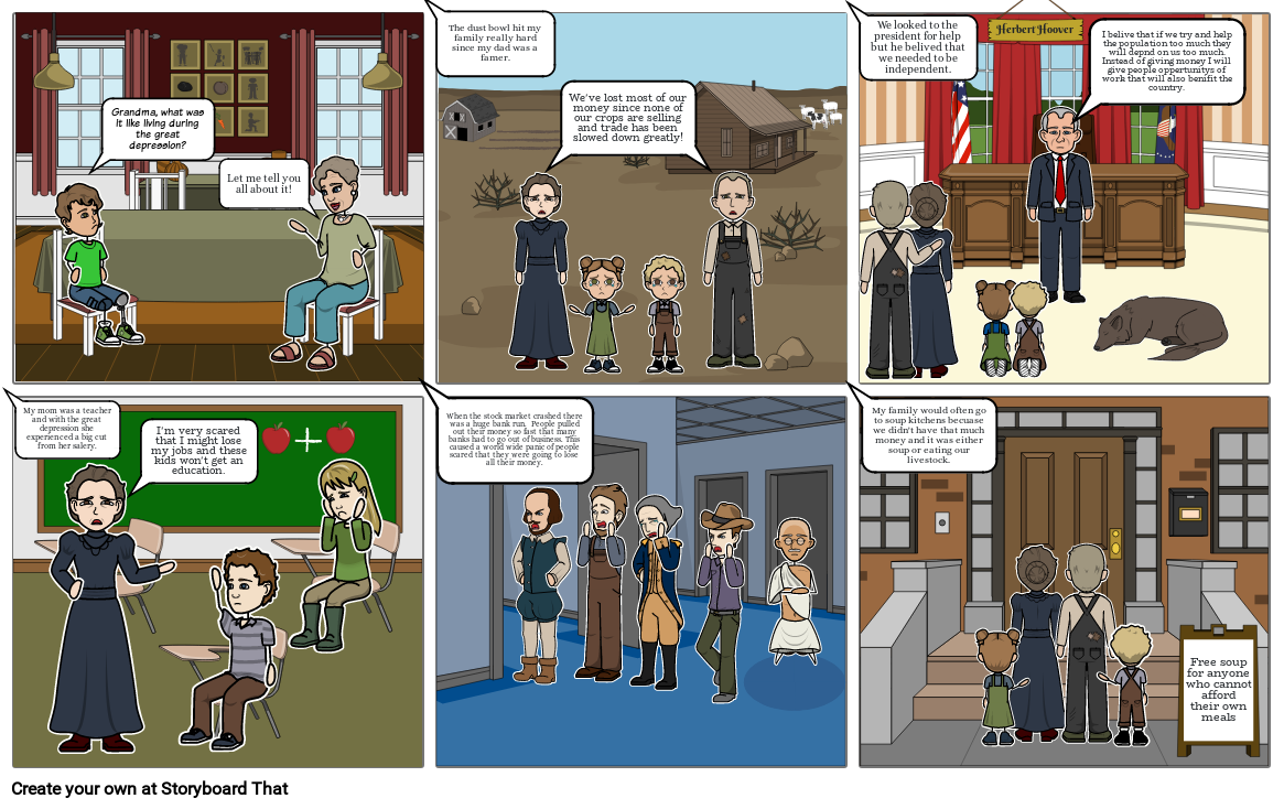 Great Depression StoryBoard Storyboard By Amelia zoldak