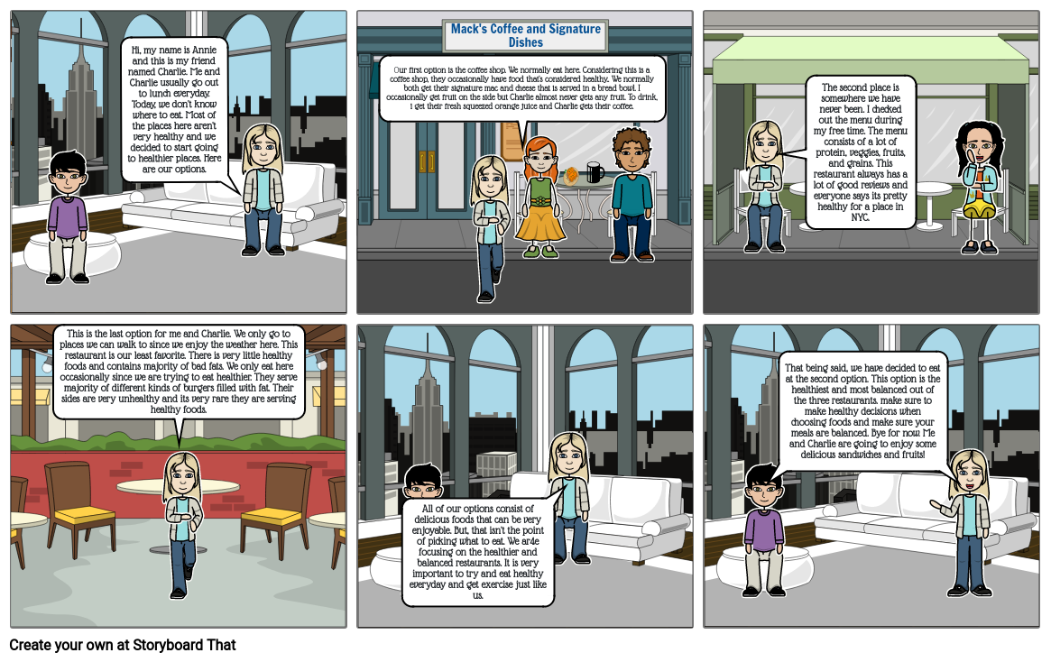 Healthy Decision Making for Healthy Eating Storyboard