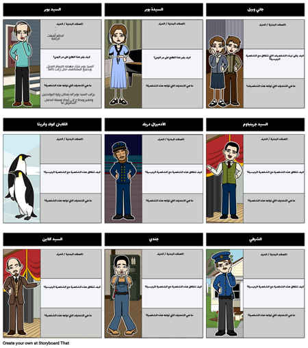 بطاريق السيد بوبر - مخطط توزيع الأحرف