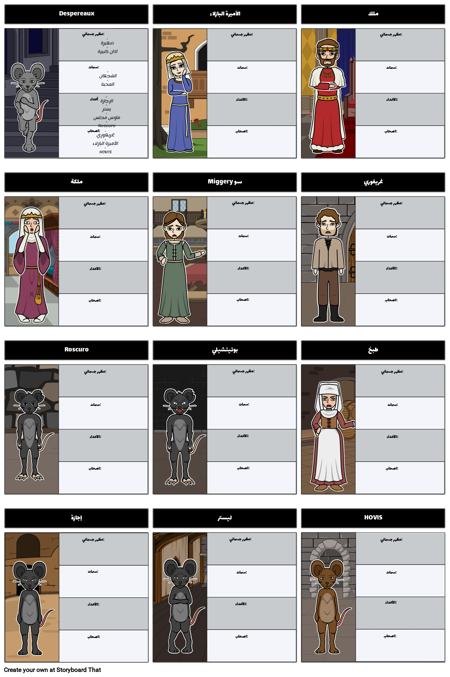 حكاية Despereaux مخطط توزيع الأحرف