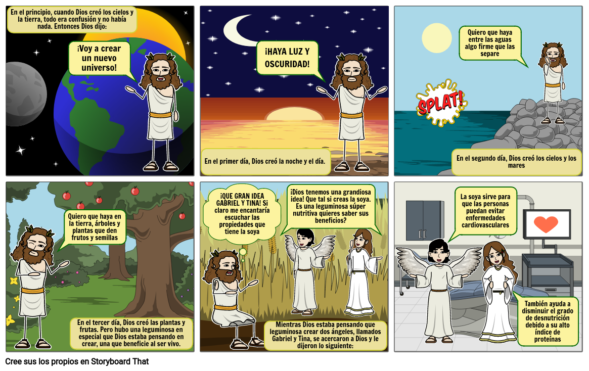 LA CREACIÓN DE DIOS ENFOCADO EN LA SOYA Storyboard