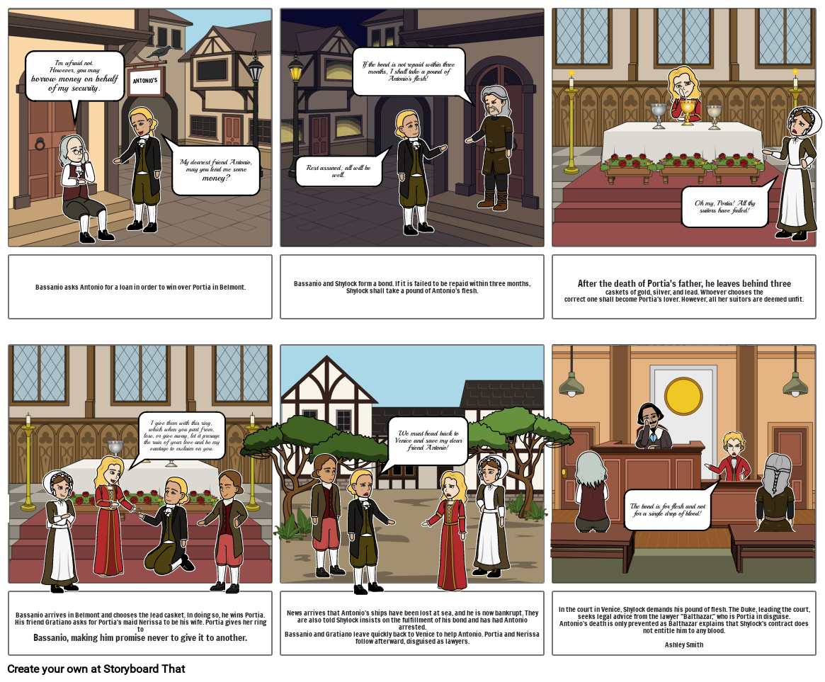 The Story of Portia and Bassanio Storyboard by ashleysmith