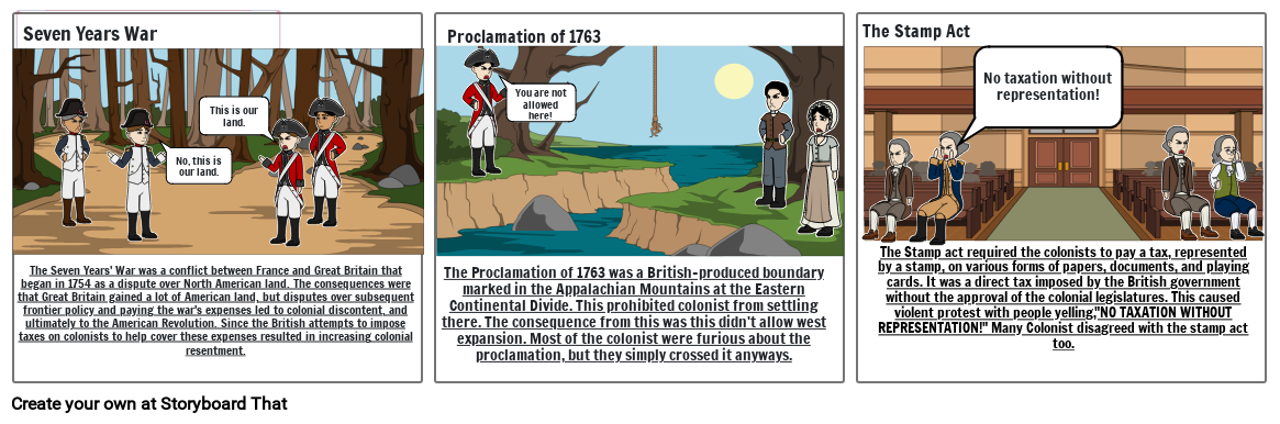 Causes of the American Revoultion Storyboard by austin-4