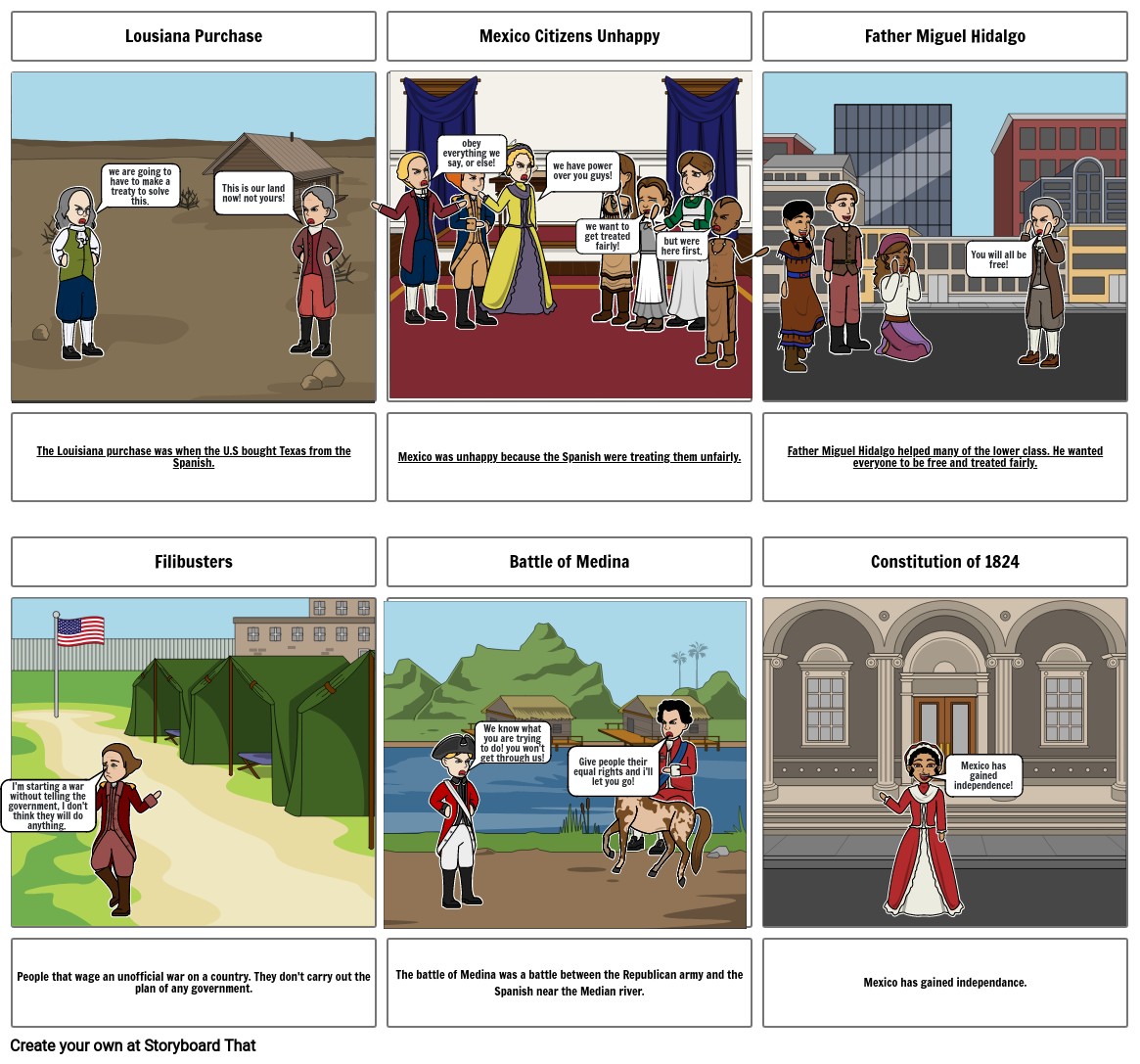 Mexico Gains Independence storyboard Storyboard