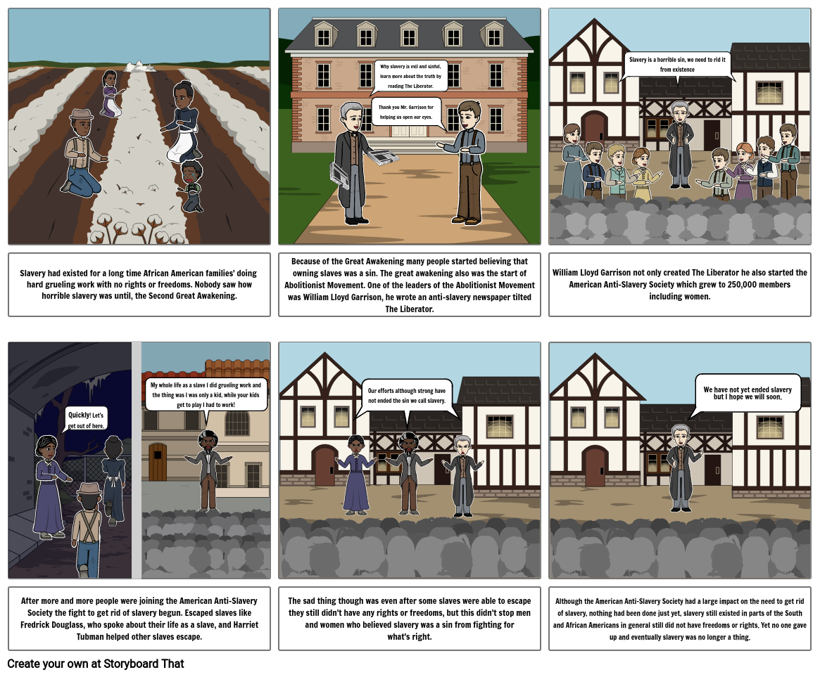 Social Studies Abolitionist Comic Strip Storyboard