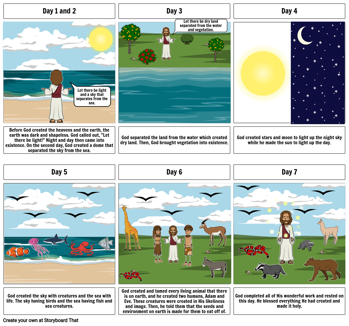 The 7 Days of Creation Storyboard by b0e9fbd0