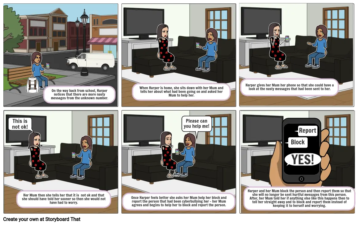 cyberbullying story part 2 Storyboard by b11a7b88