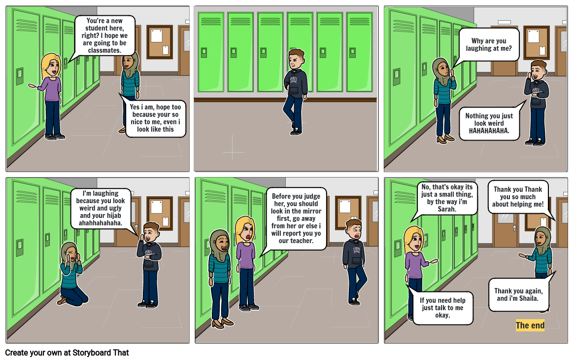 A classmate who was bullying a new student. Storyboard