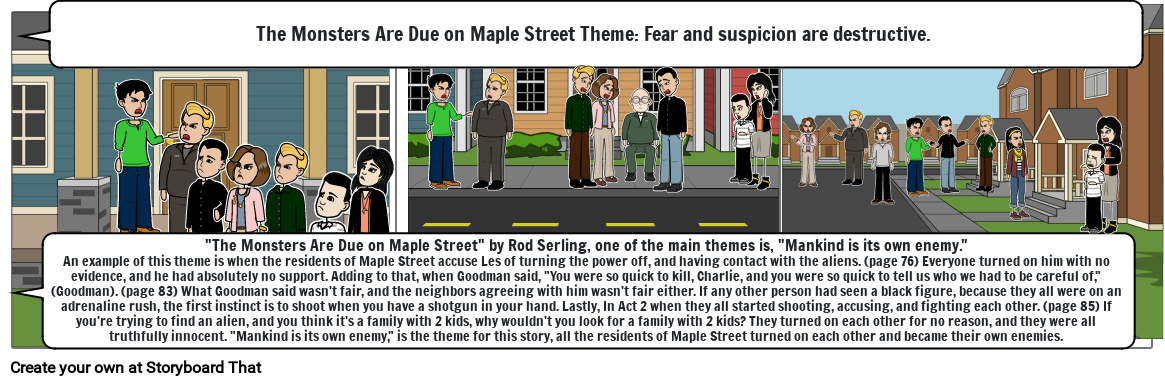 The Monsters Are Due on Maple Street Theme: Fear and suspicion are destruct