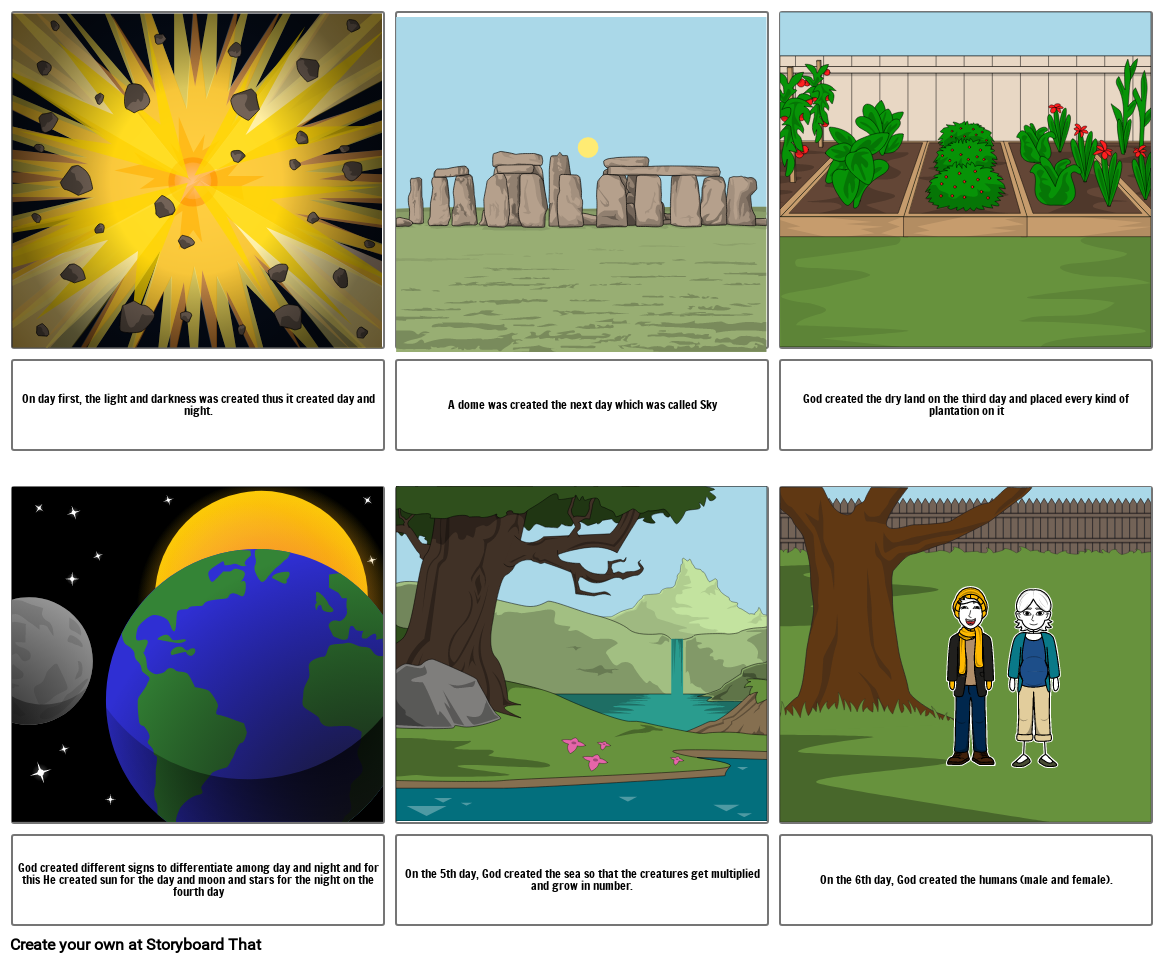 Genesis 1-3 Six Days of Creation and Sabbath Storyboard