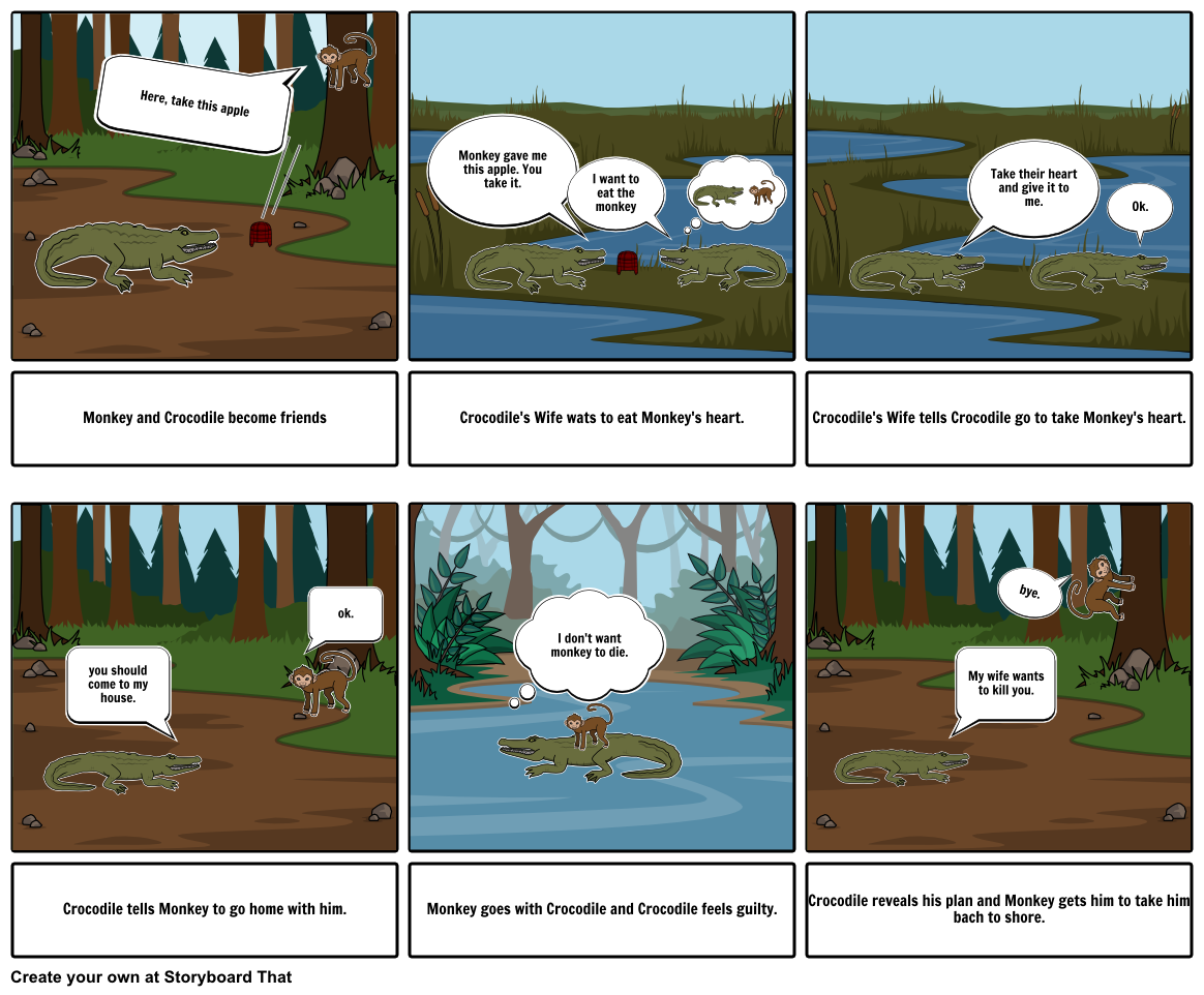 The Monkey and the Crocodile Storyboard by b33dd40d59632