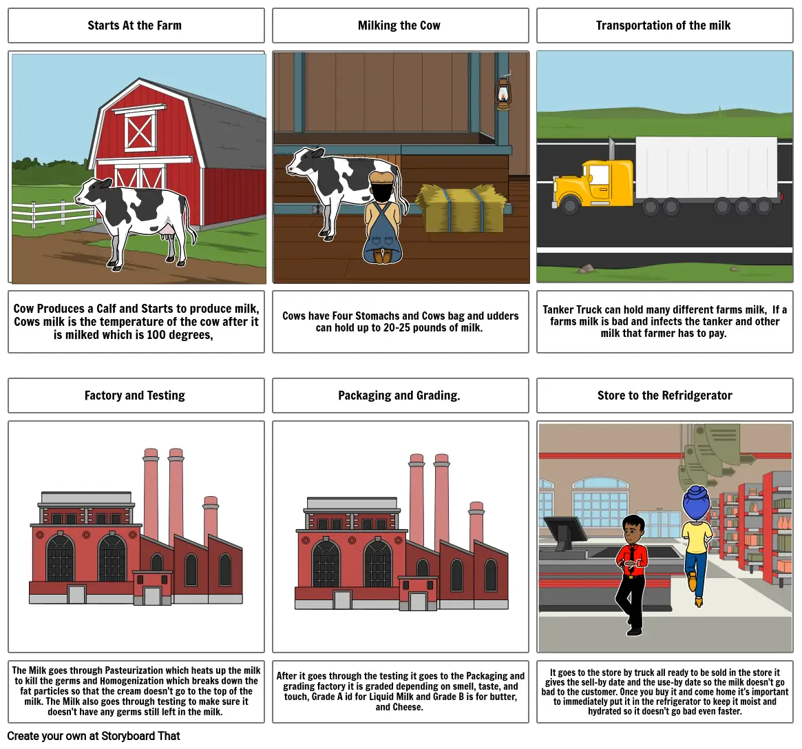 Process of milk to the table