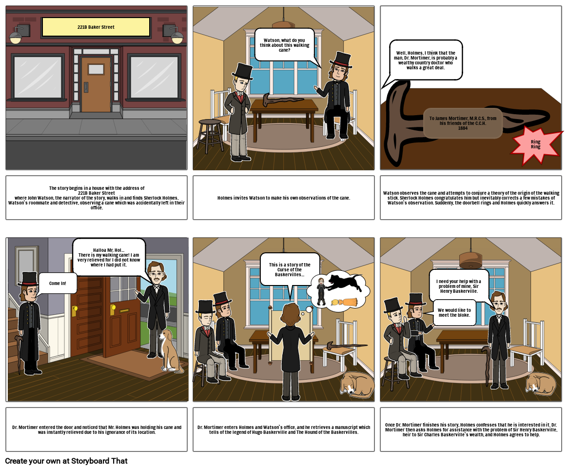 hound of baskervilles story bord