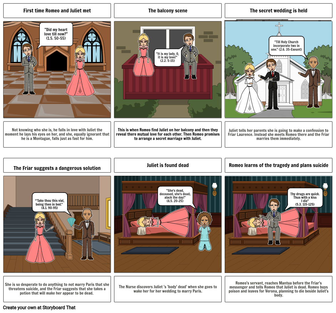 Comic Strip Romeo and Juliet Storyboard by b42ebfd0