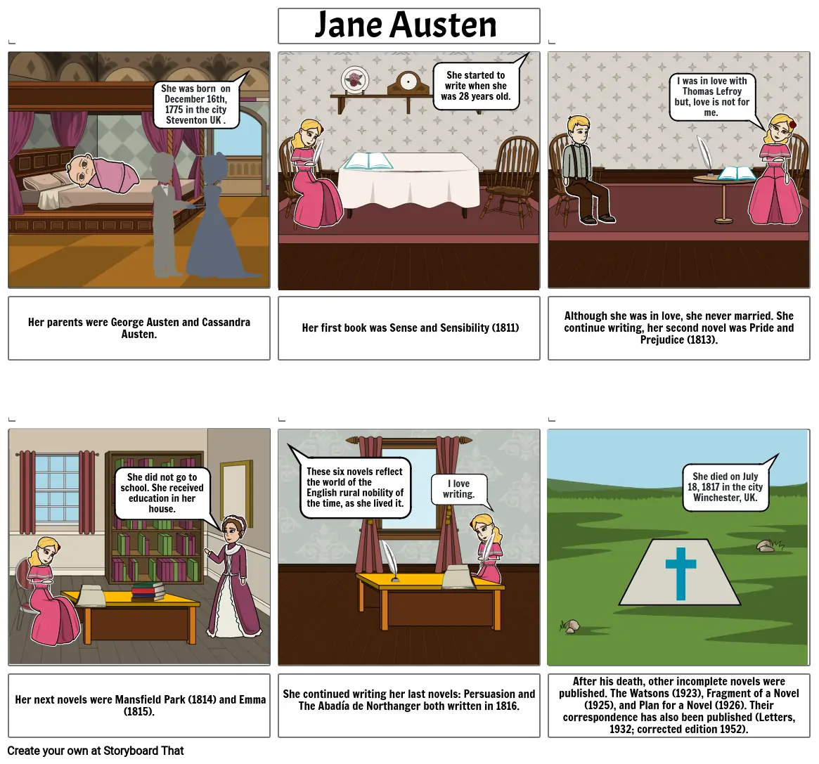 Jane Austen Storyboard