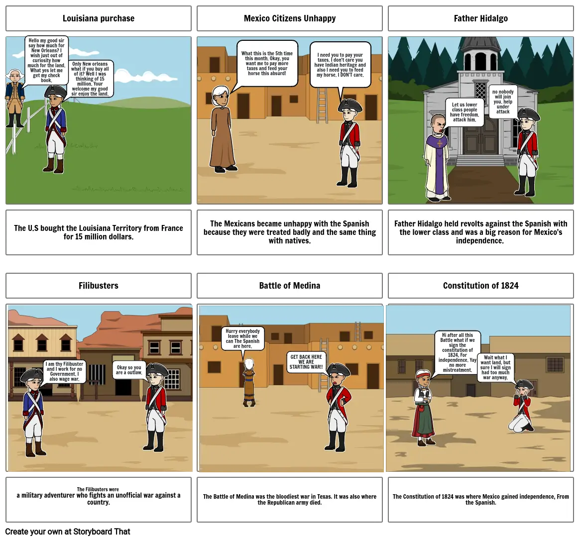 Mexico gains independence Storyboard por b4e39107