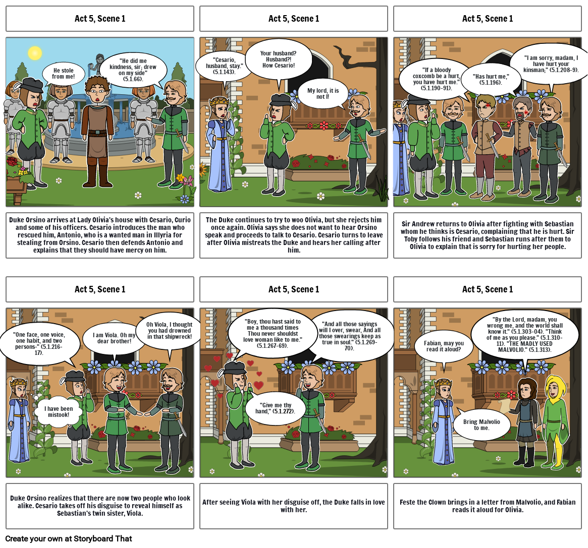 Twelfth Night - Act 5: Assignment Storyboard by b52ed050