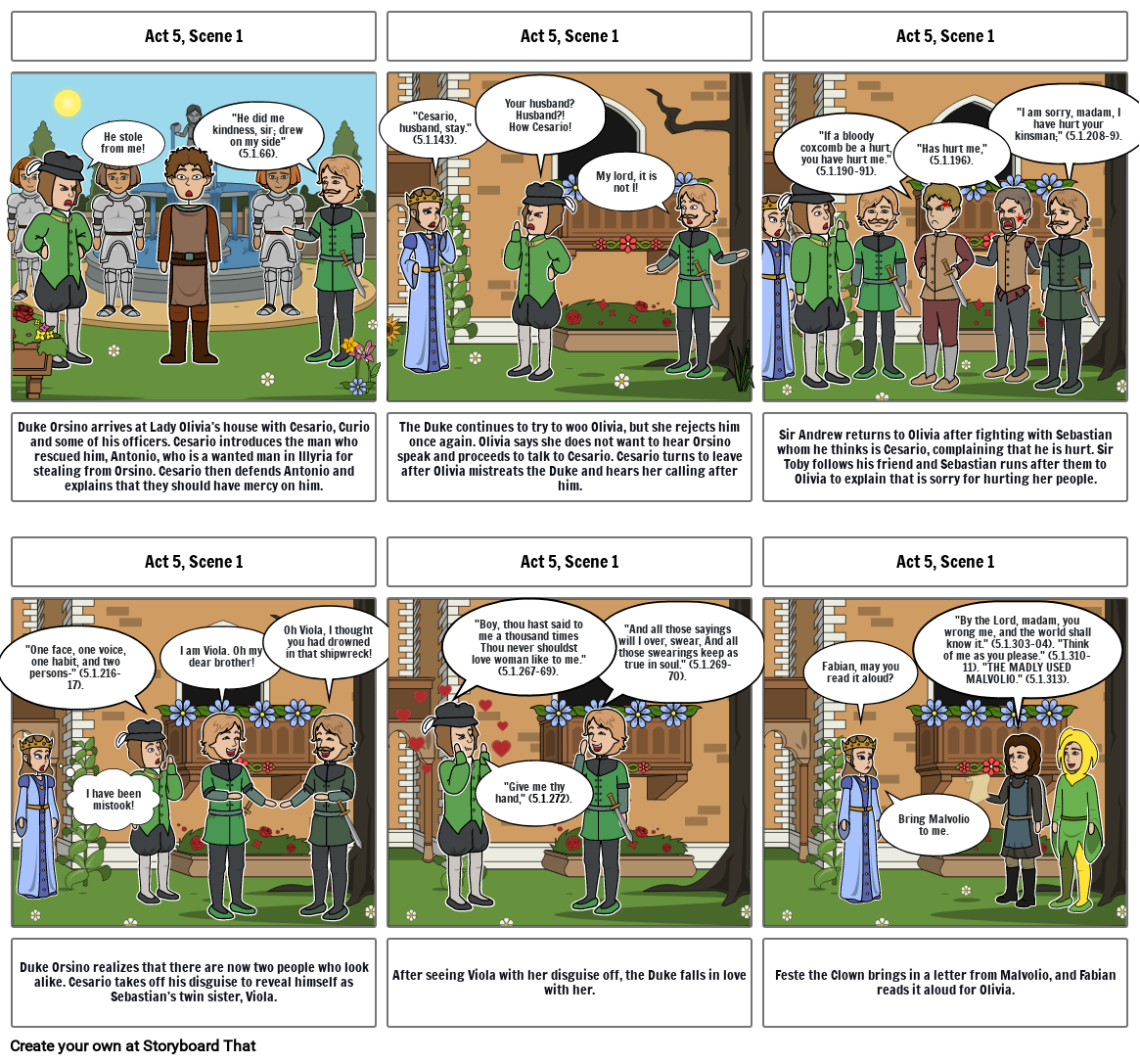 Twelfth Night Act 5 Assignment Storyboard By B52ed050