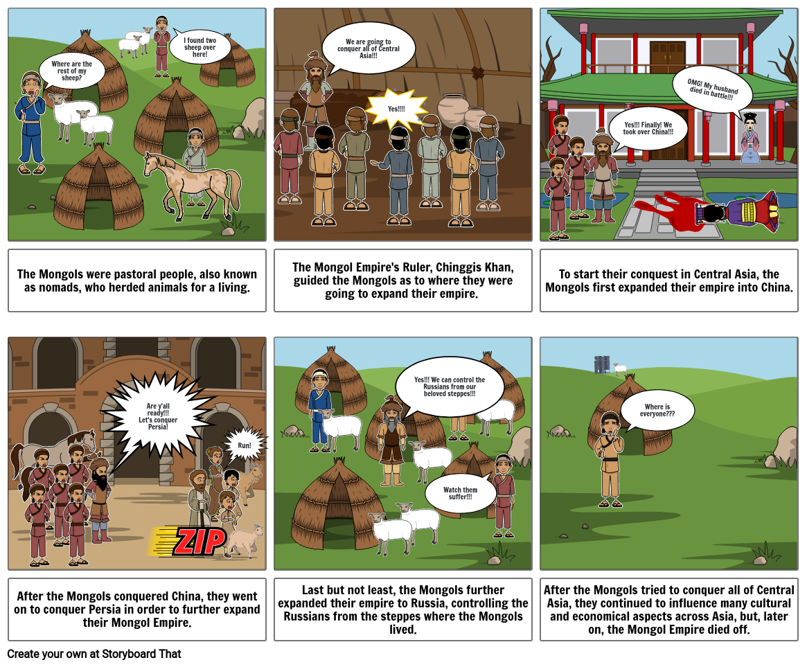 AP World History: Mongol Cartoon Storyboard par b7e50a3b