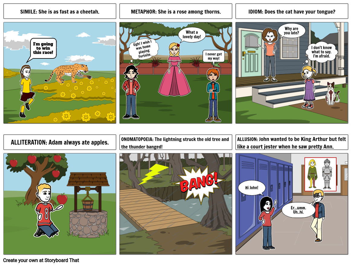 Figurative Language Examples Storyboard By B8096010 1071