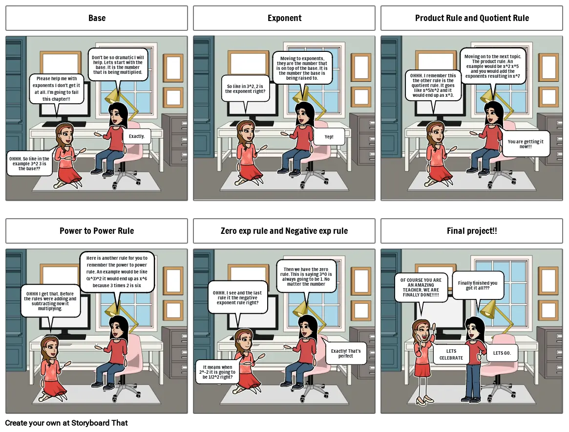 Exponent rules comic strip