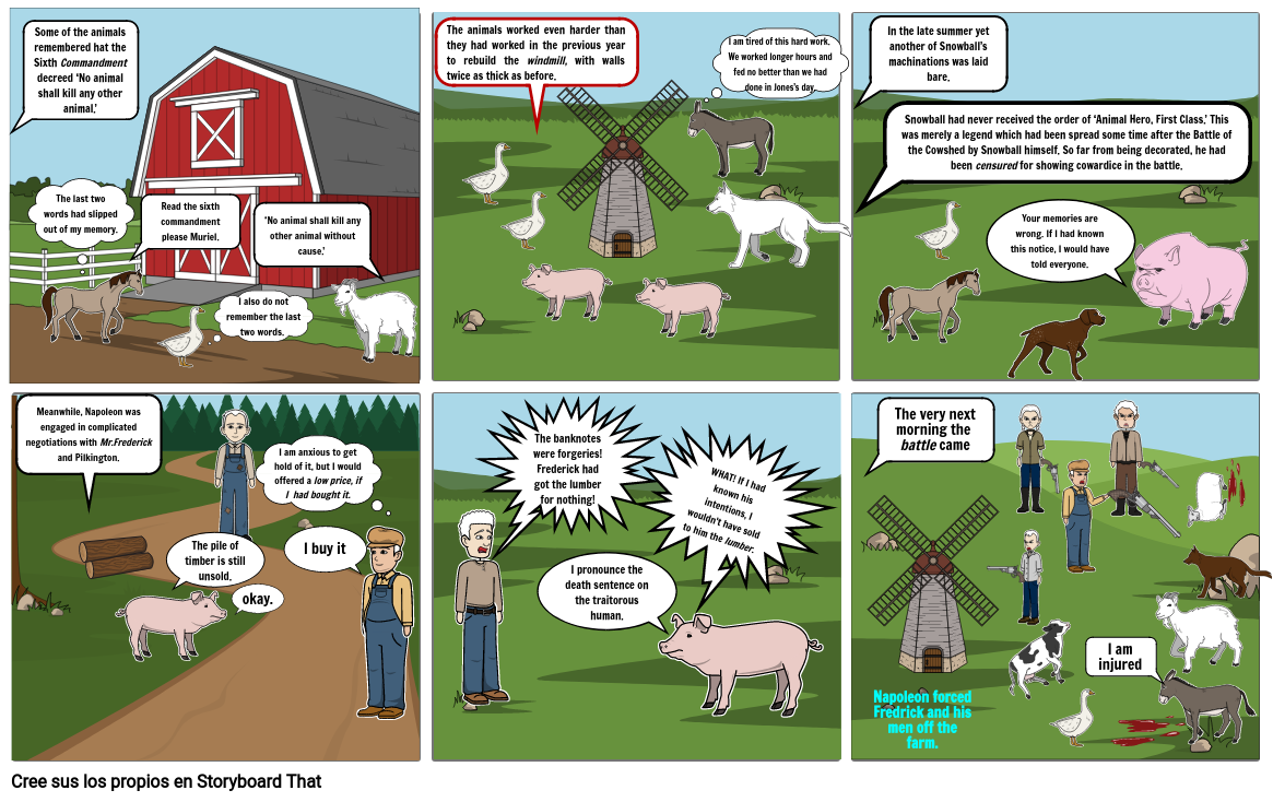 STORYBOARD- ANIMAL FARM CHAPTER 8 Storyboard by ba629759