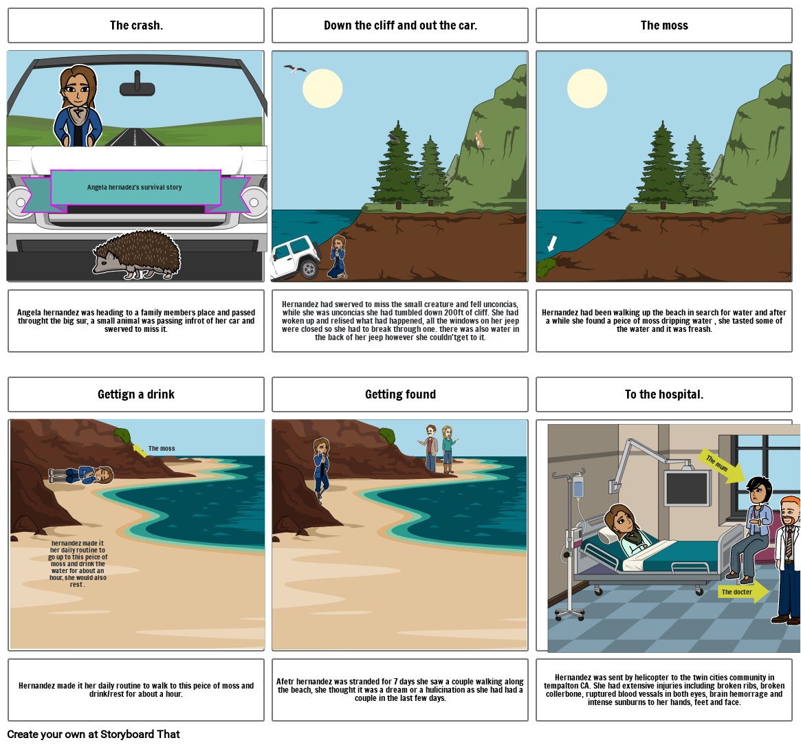 Angela hernandez's survival story Storyboard by balls26306