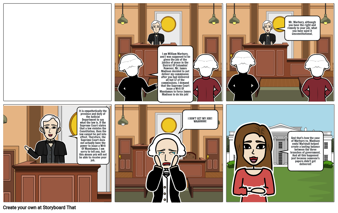 Marbury vs. Madison Case Comic - HISTORY Storyboard