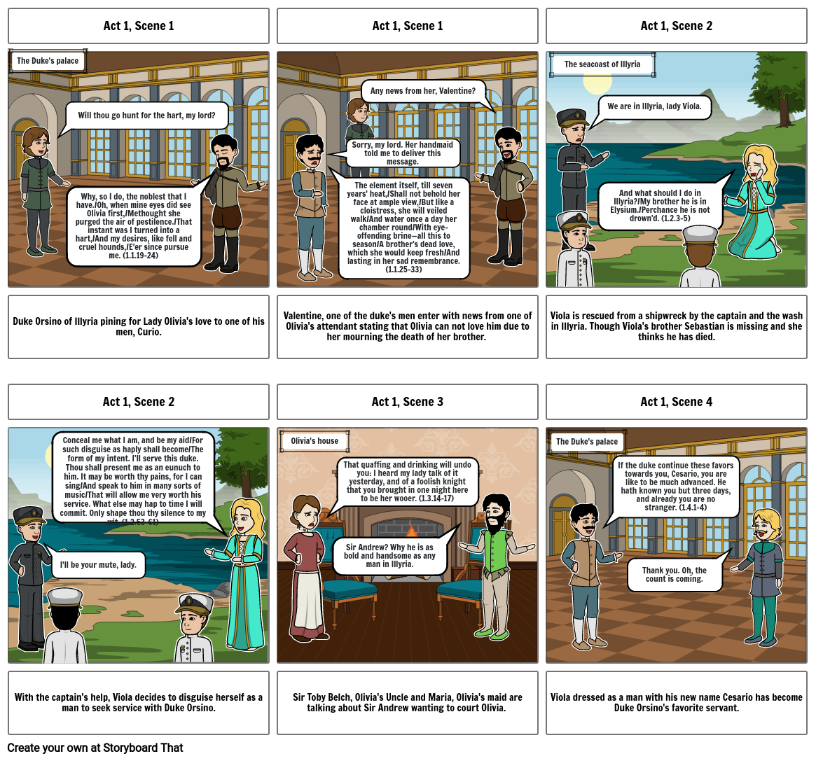 Twelfth Night Act 1 Storyboard- Ny&#39;Elna Kidane