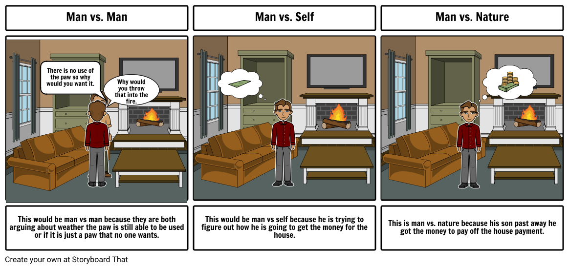 Conflict of The Monkeys Paw Storyboard by bc5f65aa5656
