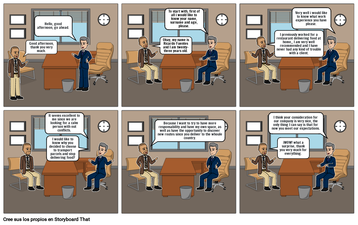 Comic job interview Storyboard by bcb2eebe