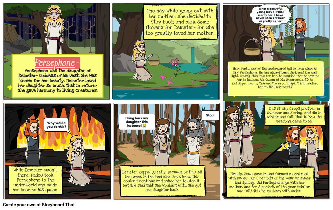 Greek Mythology- Comic Strip on Hades and persephone