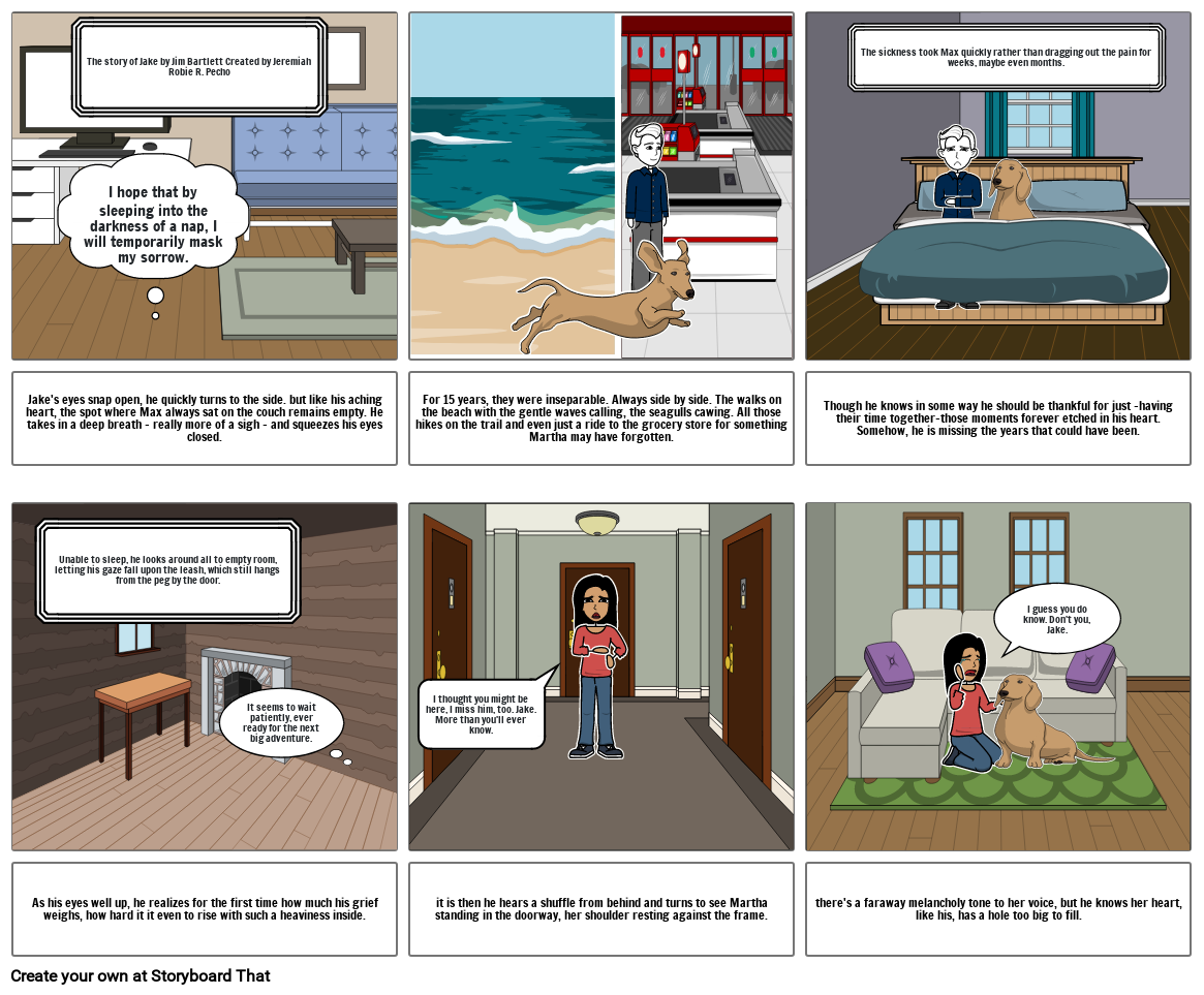 Make a comic strip about the story of Jake.