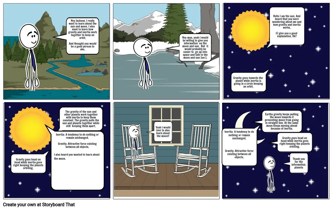 Gravity and inertia comic strip