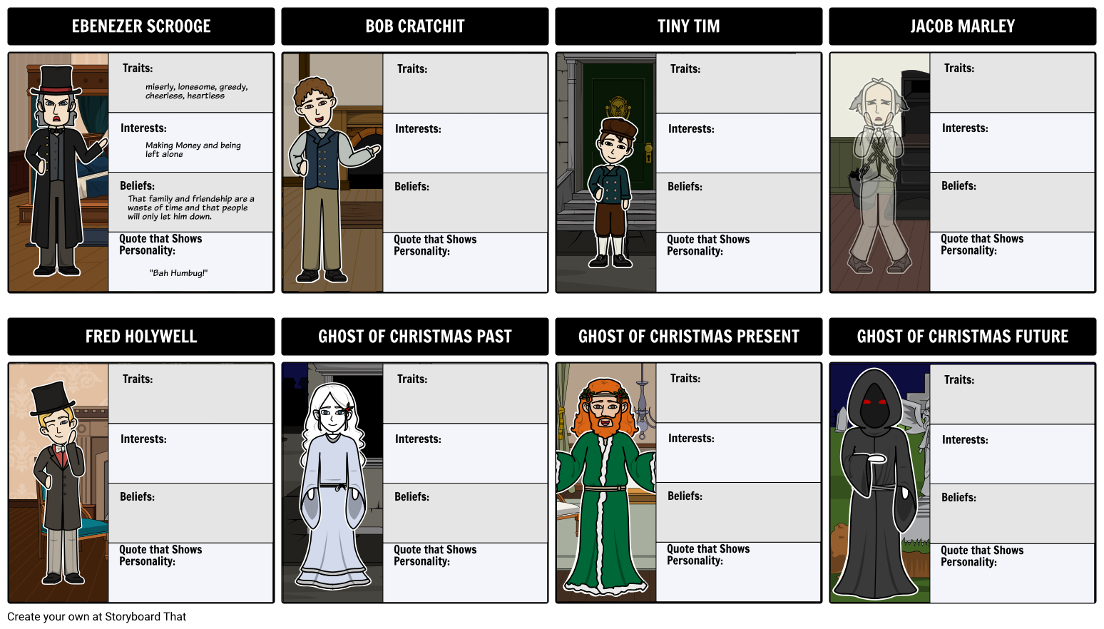 A Christmas Carol Characters Storyboard by beckyharvey